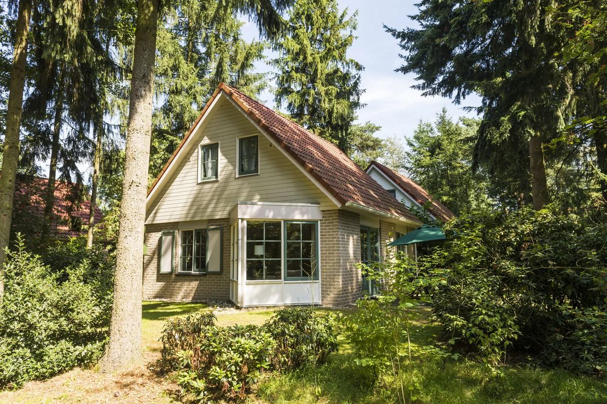 Ferienhaus mit Wintergarten zwischen Bäumen