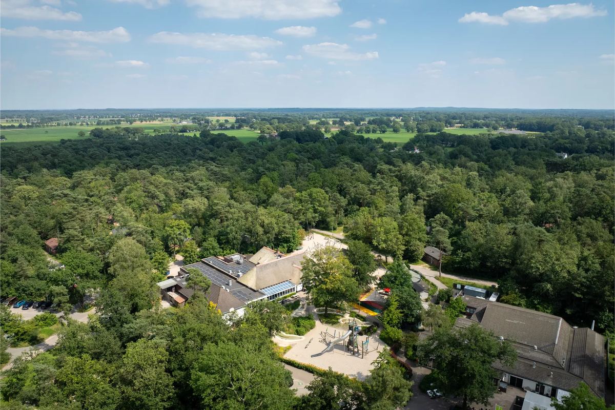 Luftbild: Zentralgebäude im Wald